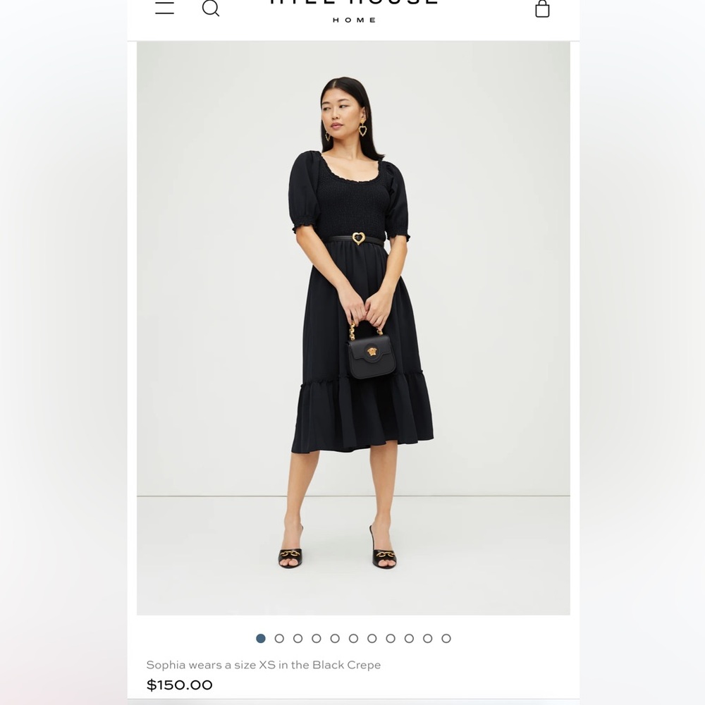 Hill House Louisa Nap dress Black Crepe (wrinkle dress) size medium. NWT